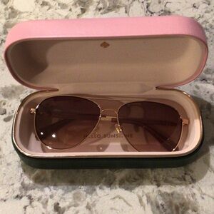 Kate Spade Gold and Brown Aviator Sunglasses